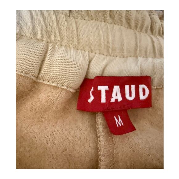 STAUD Rabbit Fleece Wide-leg Track Pants in Neutral Tan Size Medium - Picture 7 of 7